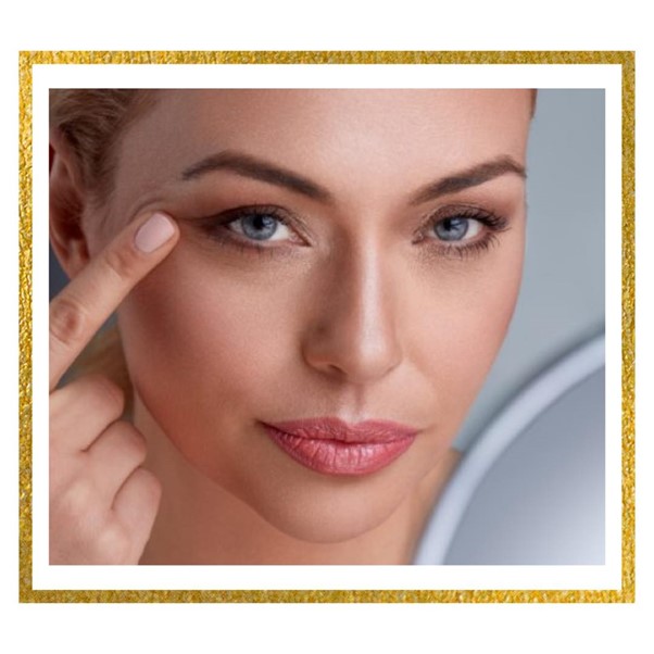 Woman stretching her eye